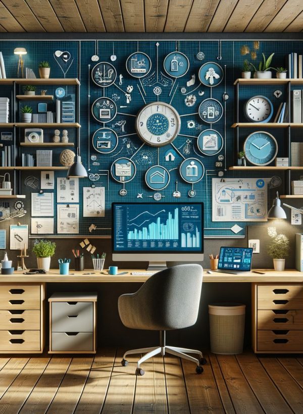 long office hallway tunnel view with gall doors on the sides